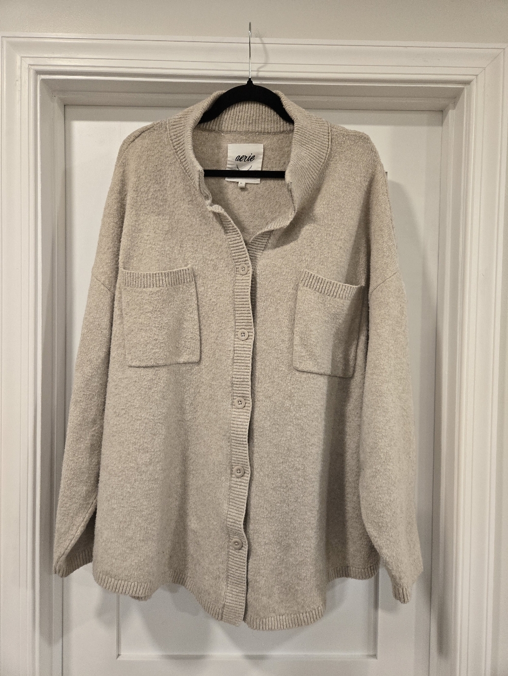 Aerie Cream Button-Up Knit Sweater